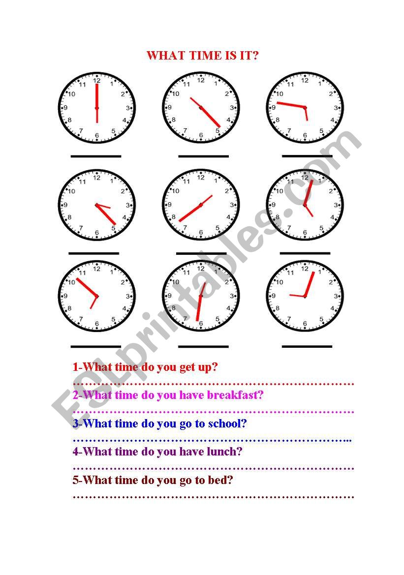 telling the time worksheet