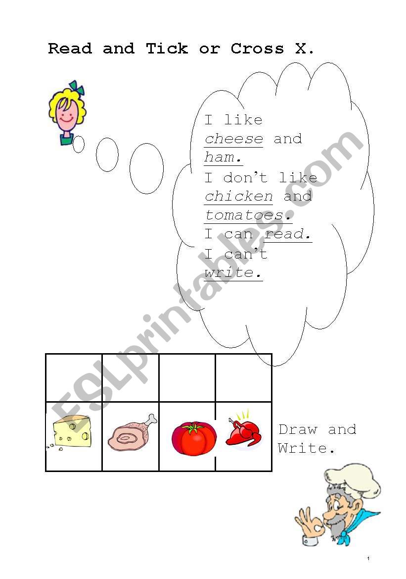 food worksheet