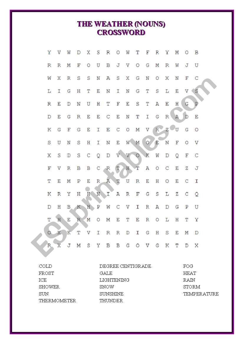 CROSSWORD (Nouns of the weather)