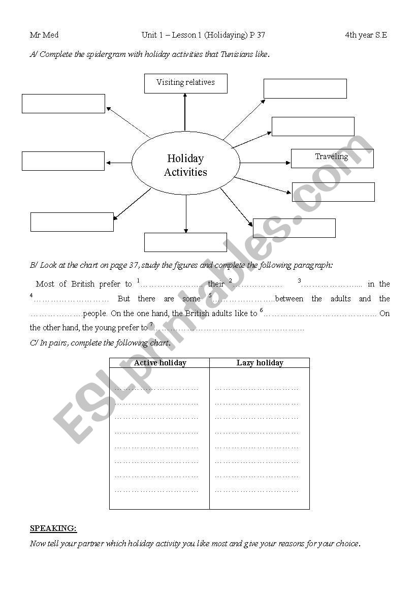 4th year unit 1 lesson 1 holidaying