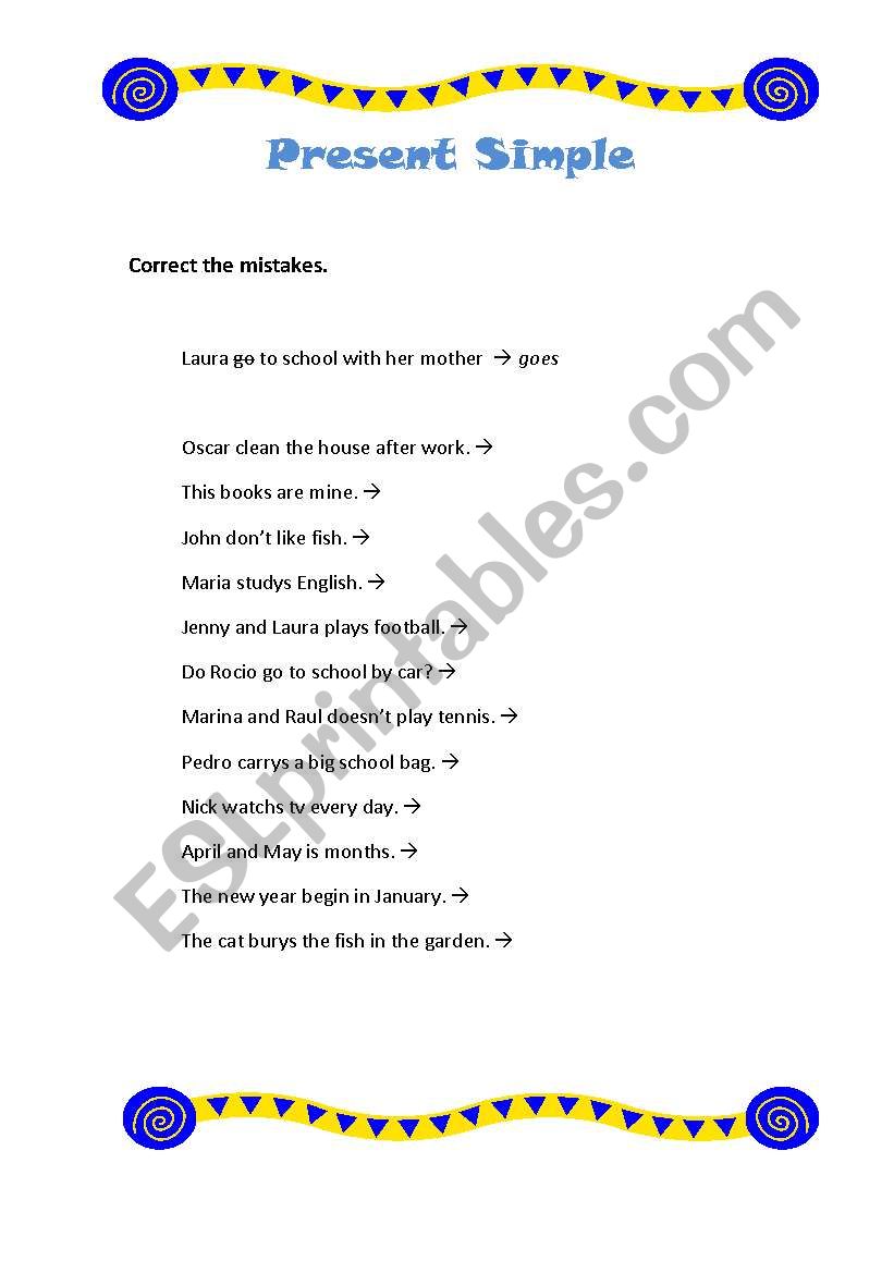 Mistakes - Present simple worksheet