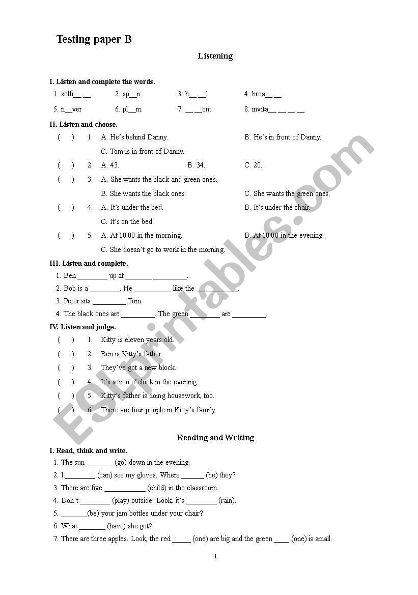 Entrance exam paper for middle school students in China(2-2)