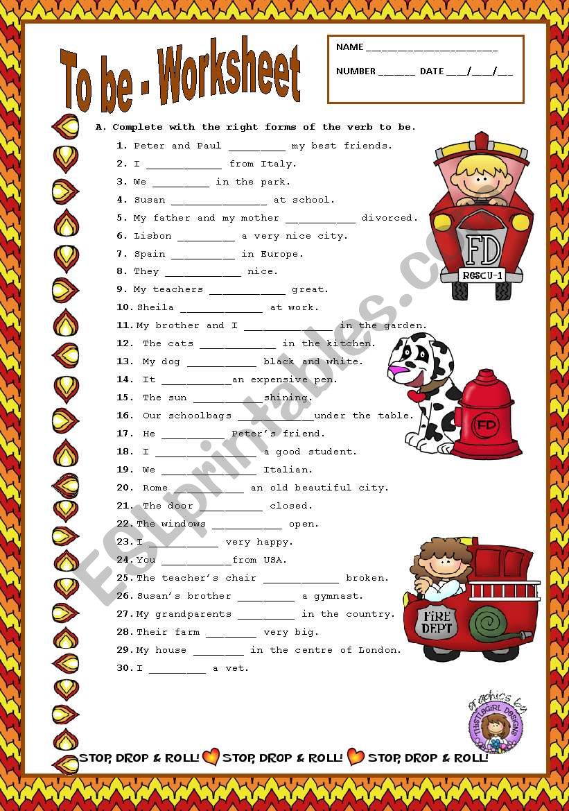 TO BE + KEY worksheet