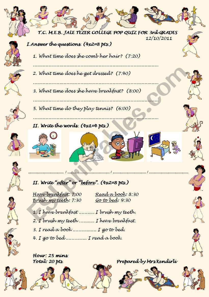 Daily Routines worksheet