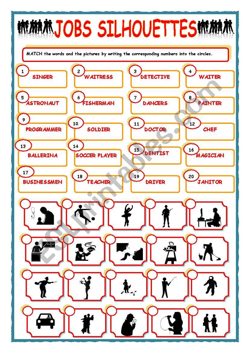 JOBS SILHOUETTES worksheet