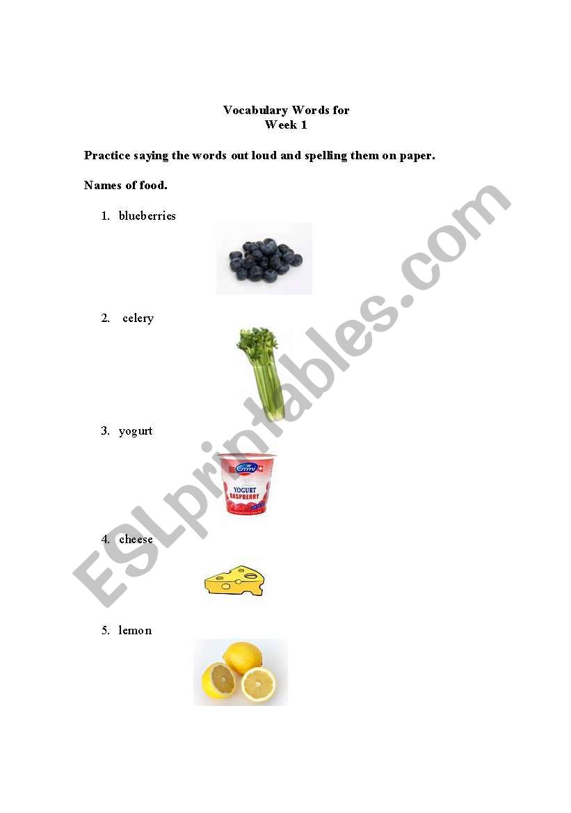 ESL Level 1 Vocabulary worksheet
