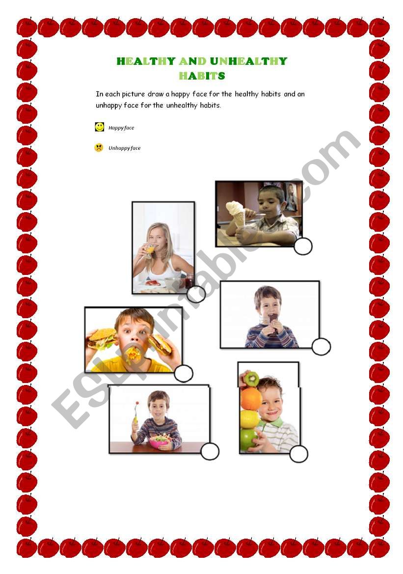 Healthy and unhealthy habits worksheet
