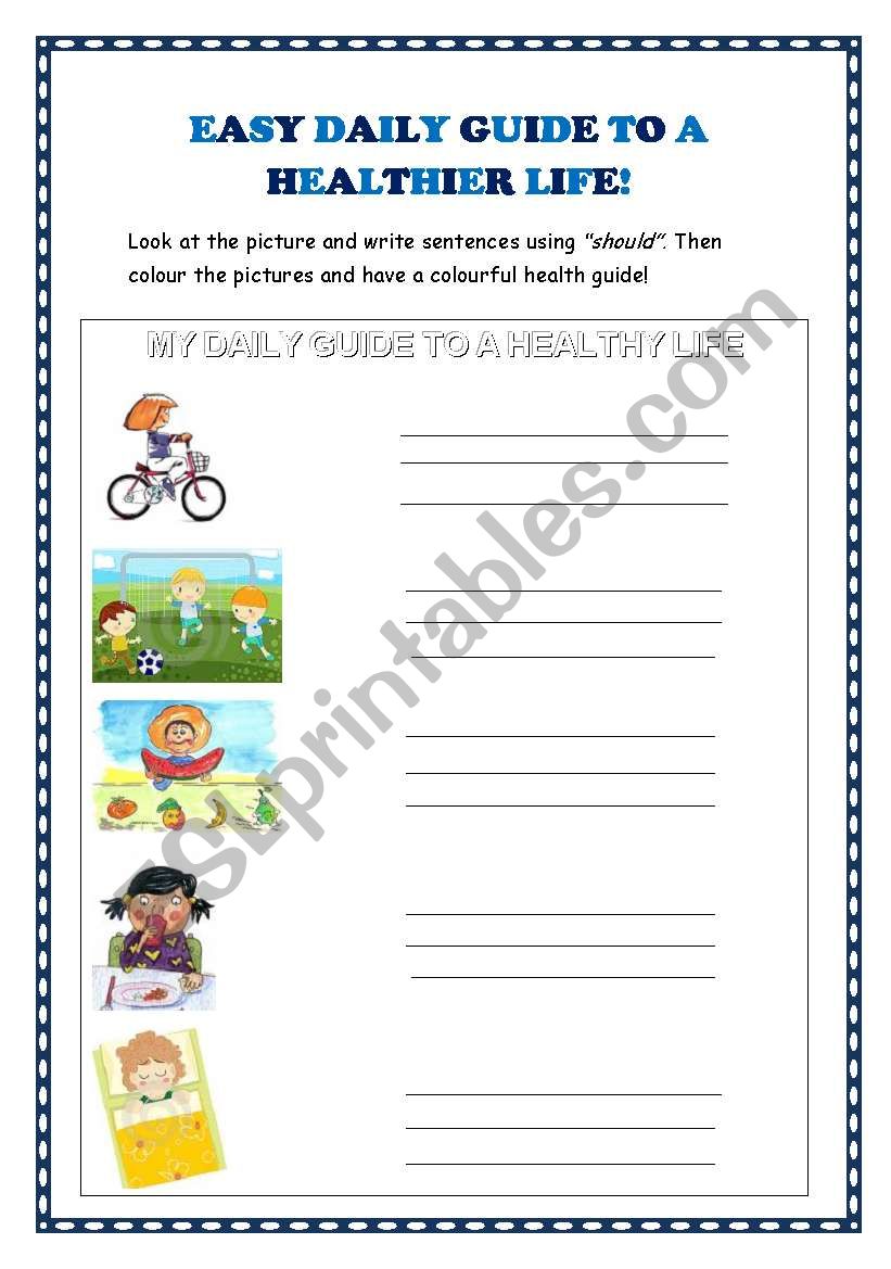 A healthy life, some things! worksheet