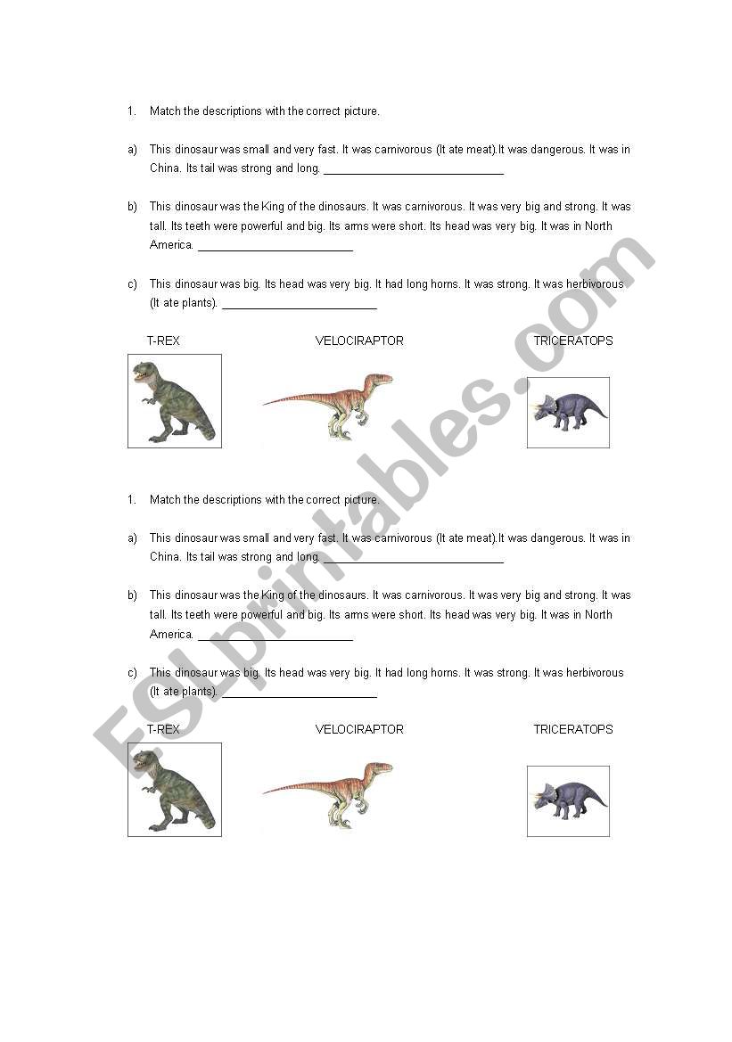 Dinosaurs was were worksheet