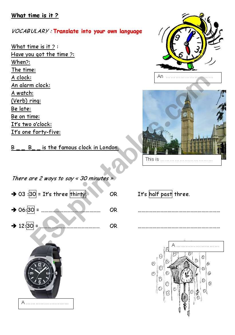 what time is it? worksheet