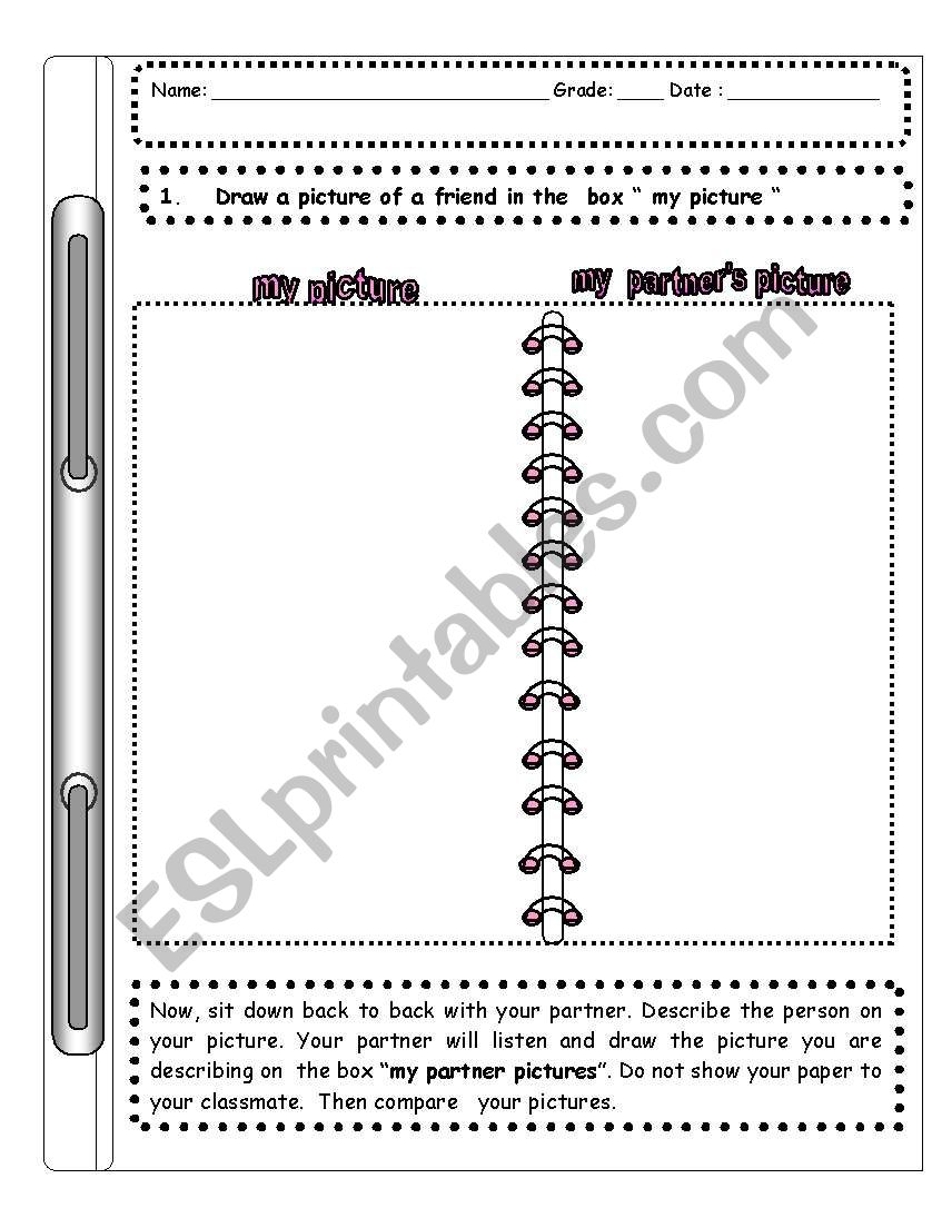 Describing a friend  worksheet