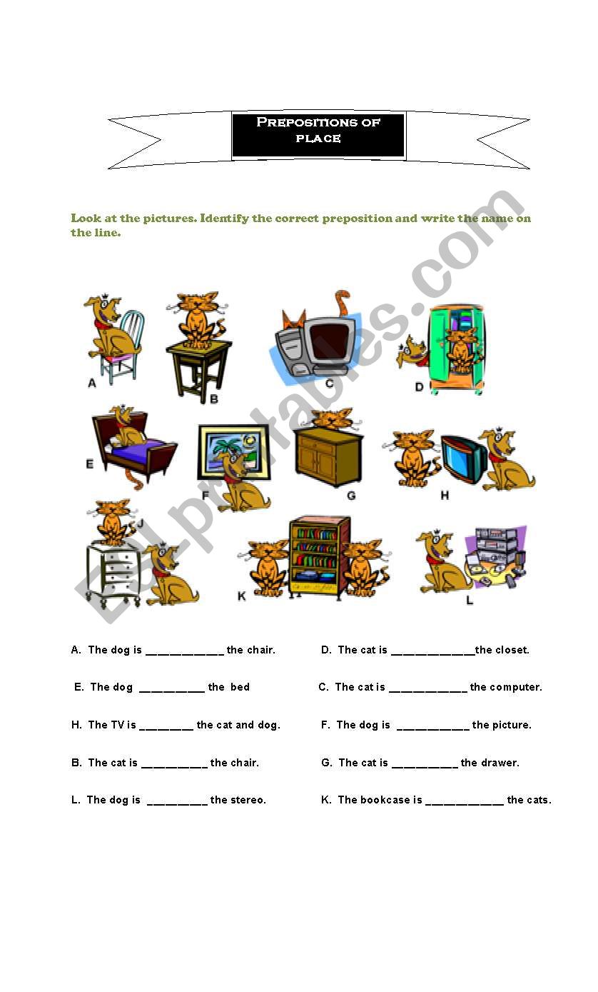 Prepositions of Place worksheet