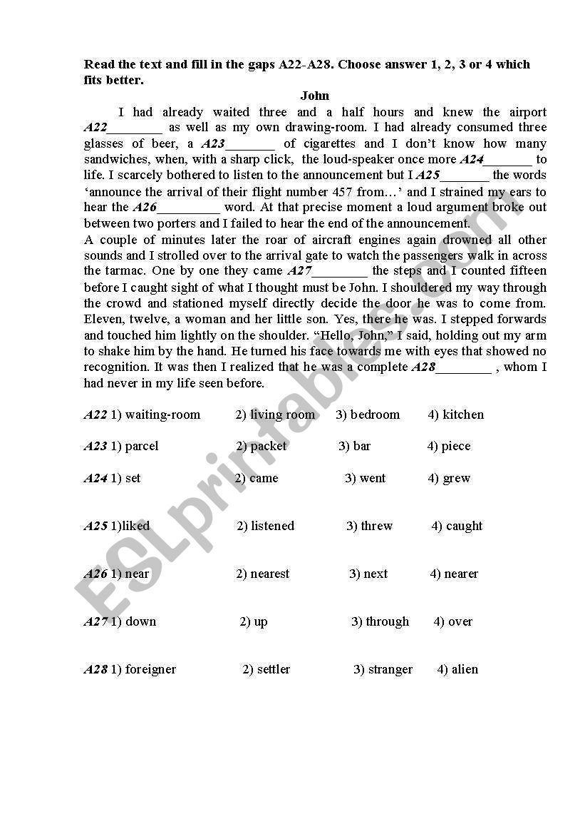 At the airport worksheet