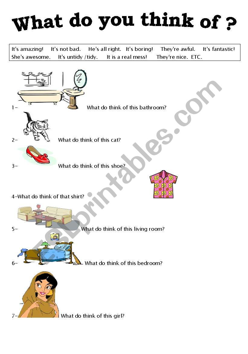 What doyou think  of? worksheet