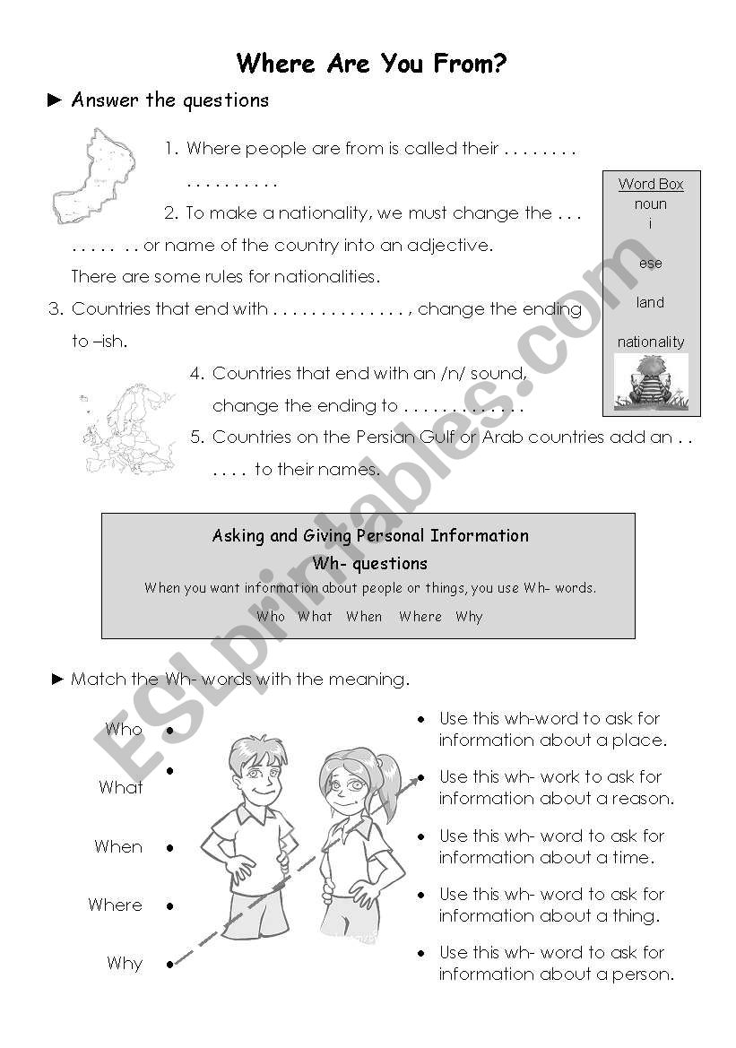 Where Are You From? worksheet