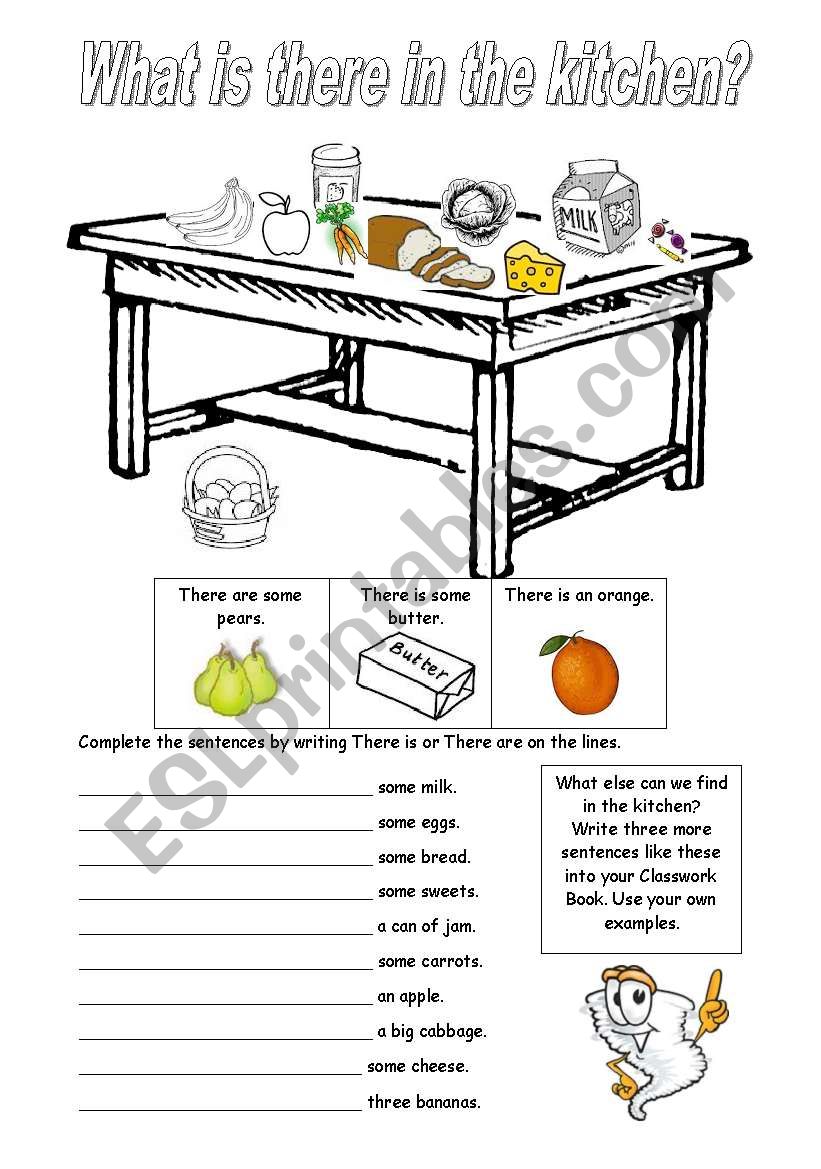 What is there in the kitchen? worksheet