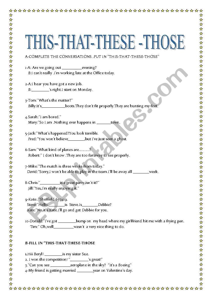 THIS THAT THESE THOSE ESL Worksheet By EMIRHAN027