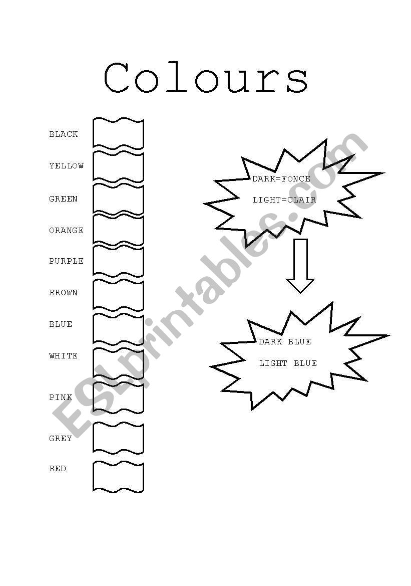 colours worksheet