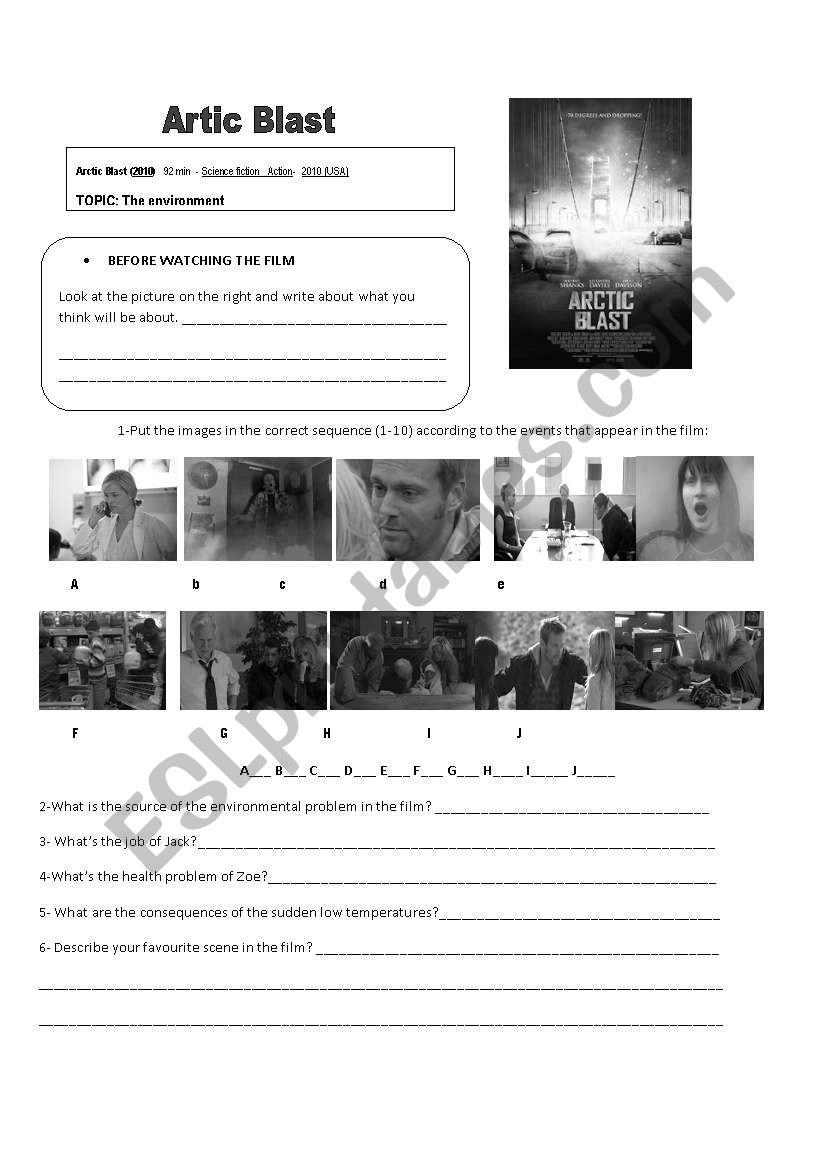 Artic Blast film worksheet