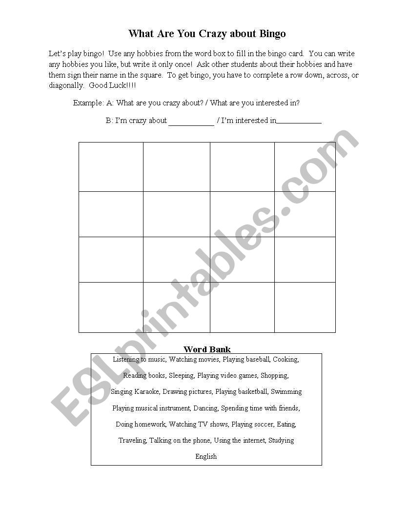 What are you crazy about bingo