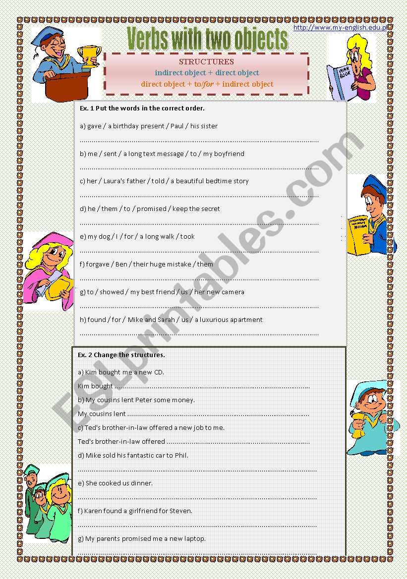 VERBS with 2 OBJECTS worksheet