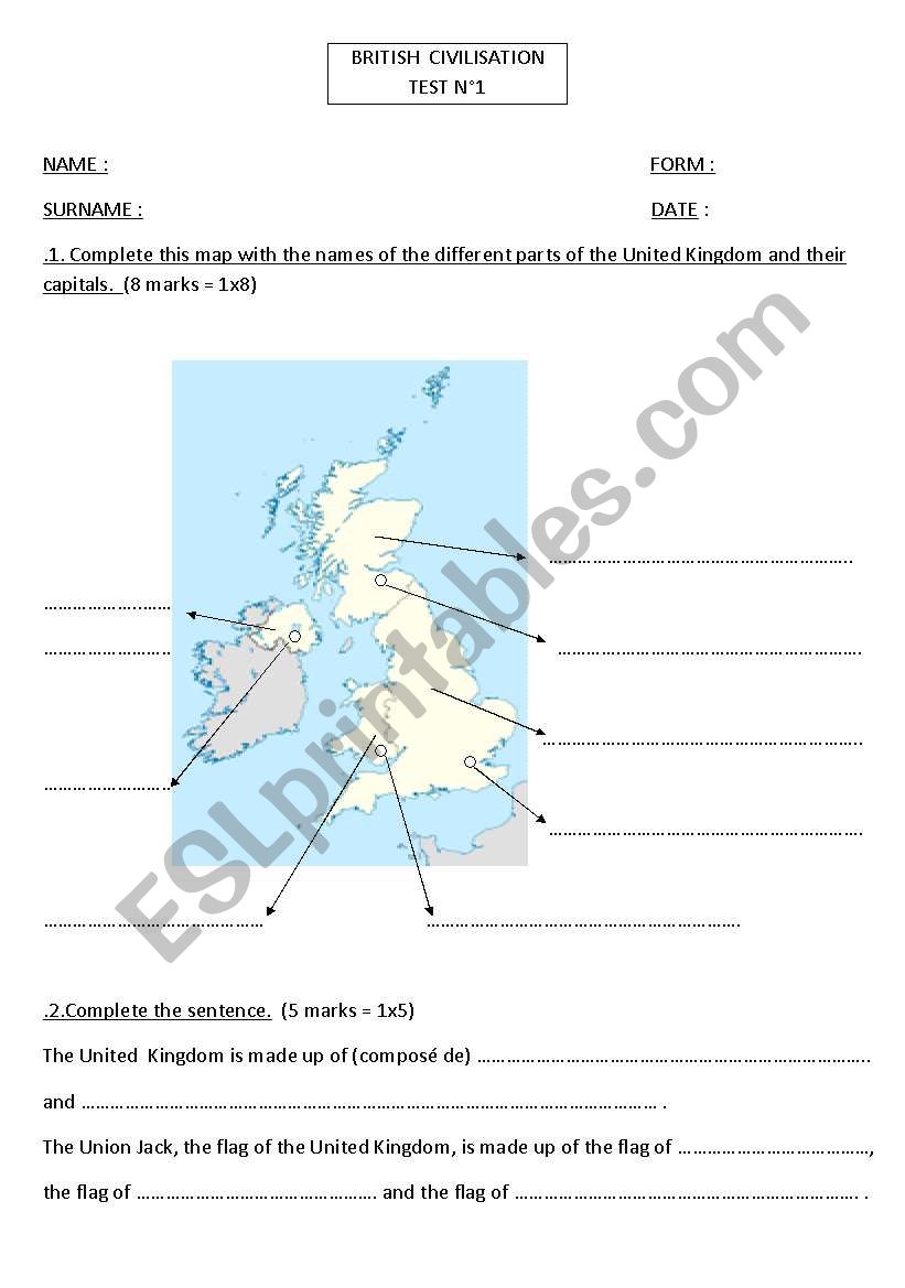 British civilization worksheet