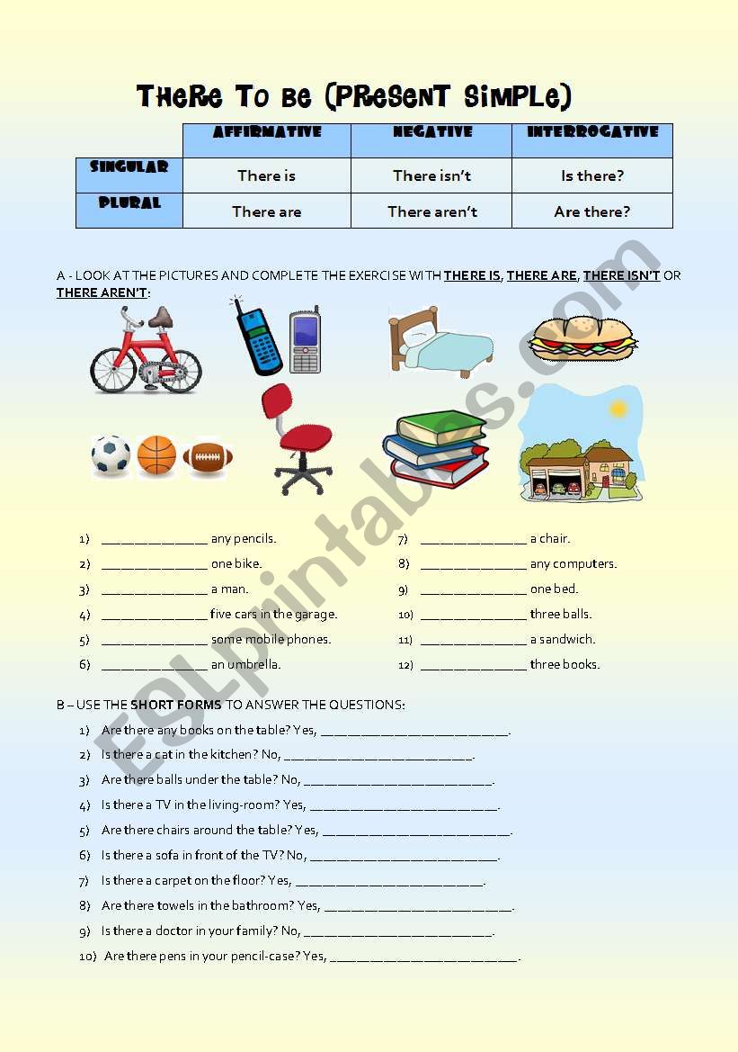 THERE TO BE - PRESENT SIMPLE (RULES & EXERCISES)