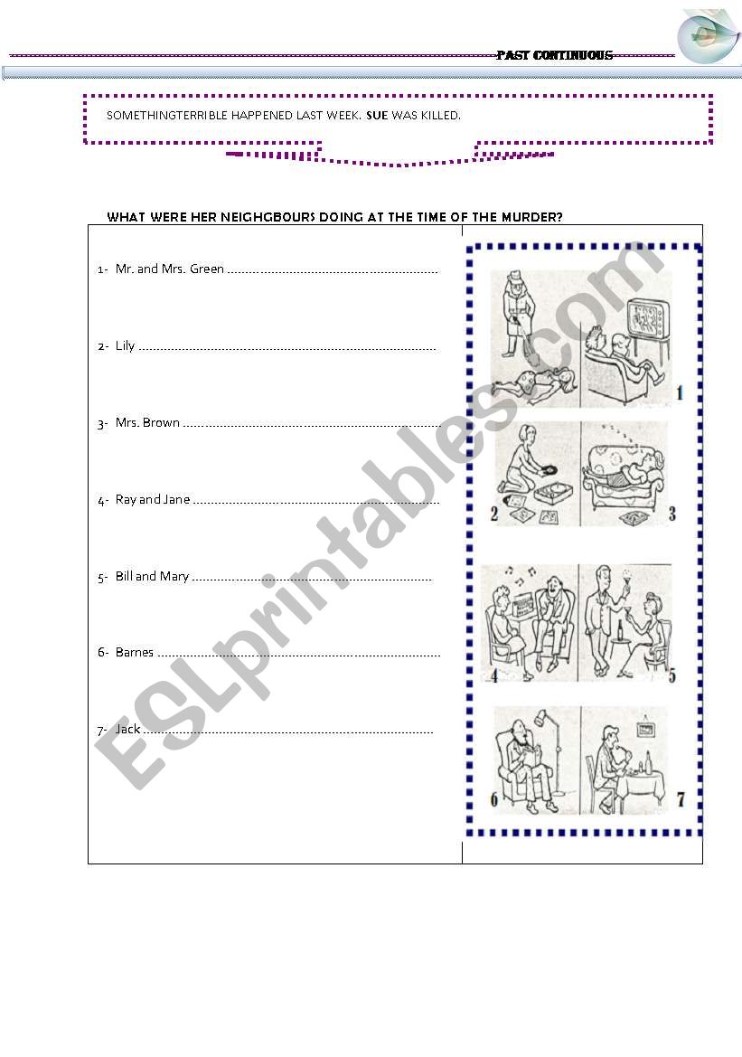 PAST CONTINUOUS worksheet