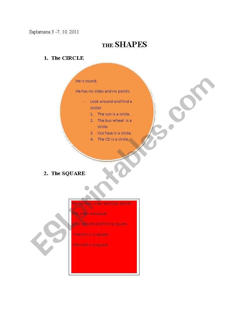 The shapes worksheet