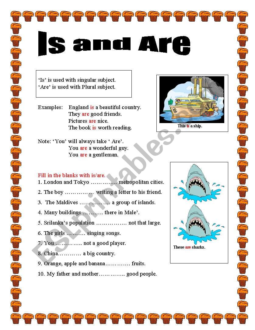 use of is and are worksheet
