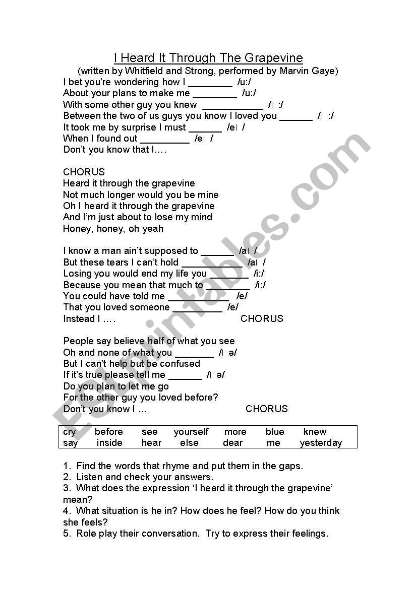 I heard it through the grapevine - gap-fill using phonemes 