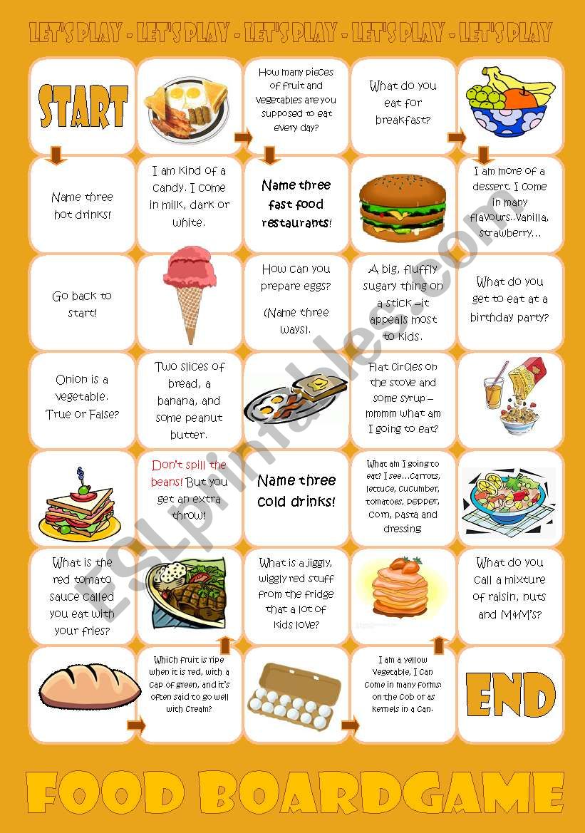Food Boardgame worksheet