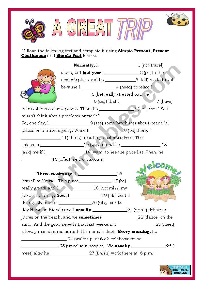 A GREAT TRIP-----ANSWER KEY INCLUDED!!