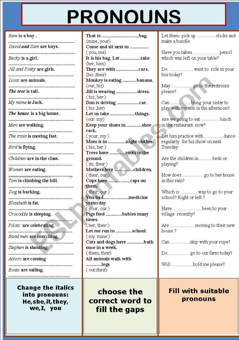 PRONOUNS worksheet