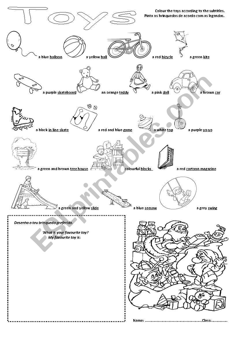 Toys and Colours worksheet