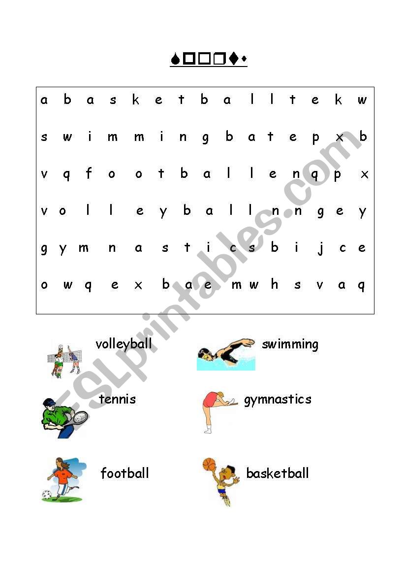 Sports wordsearch worksheet