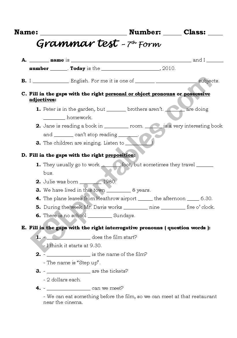 english worksheet