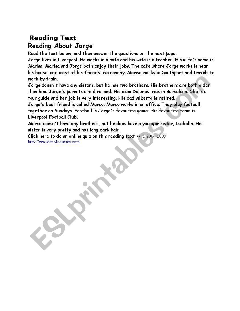 a story in present simple worksheet