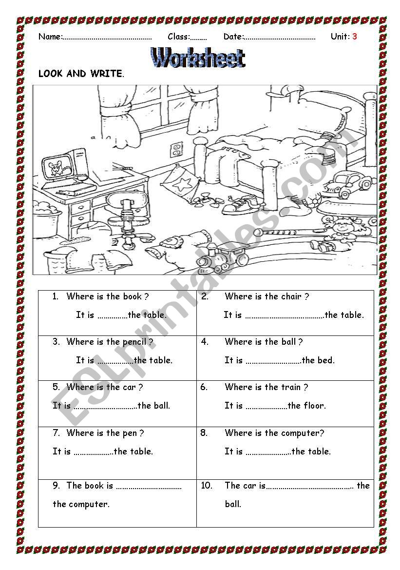 using in,on,under,next to to talk about location