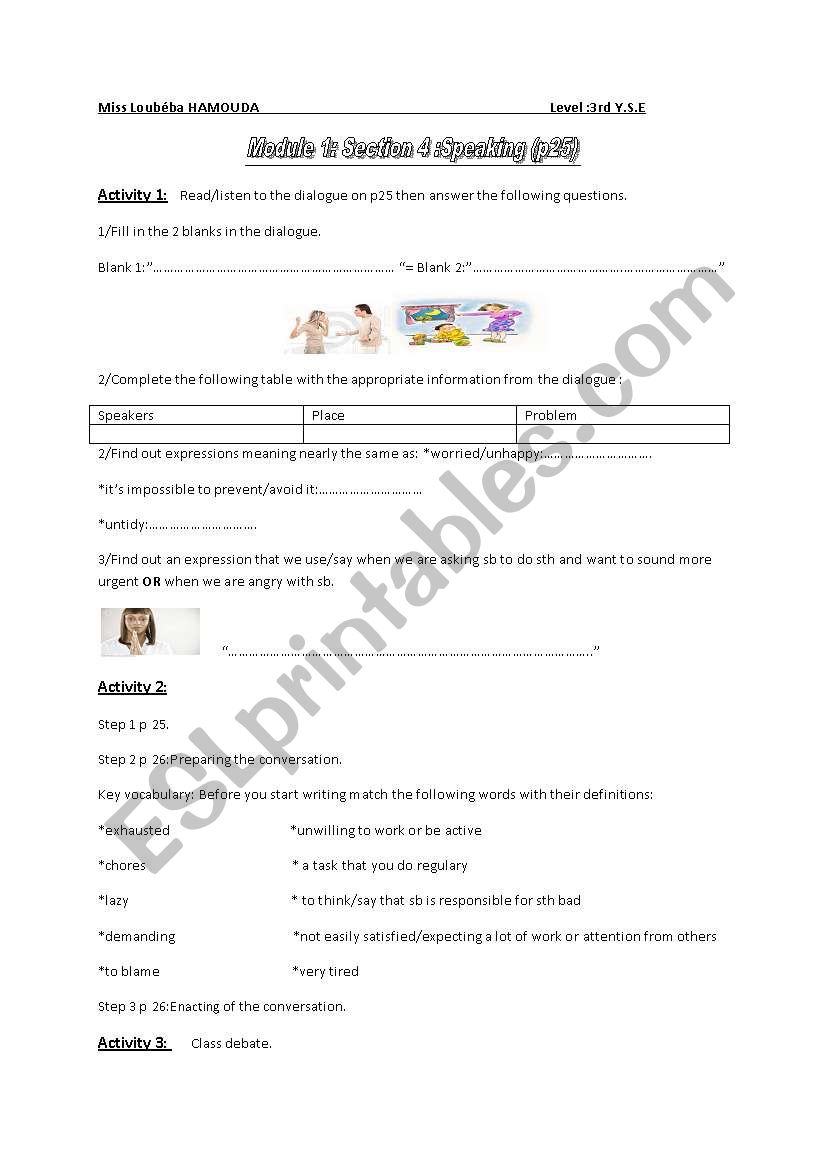 family life worksheet