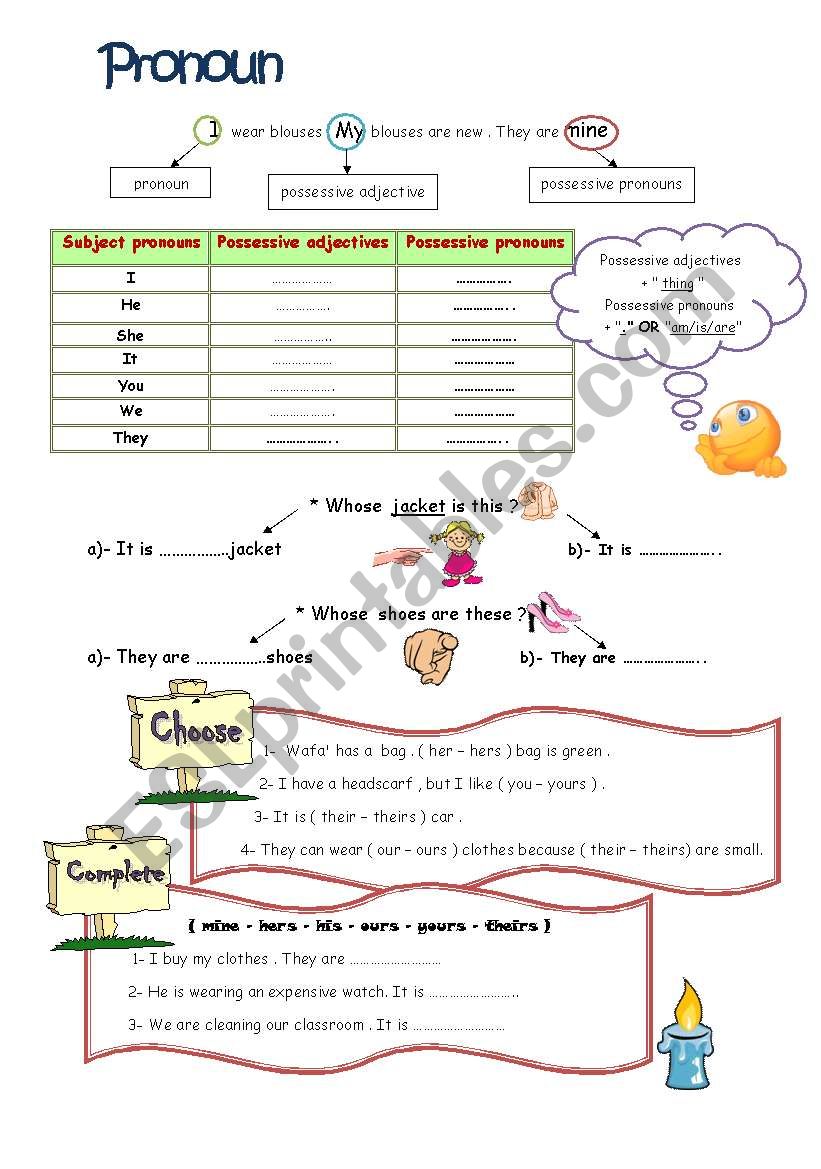 pronoun worksheet worksheet