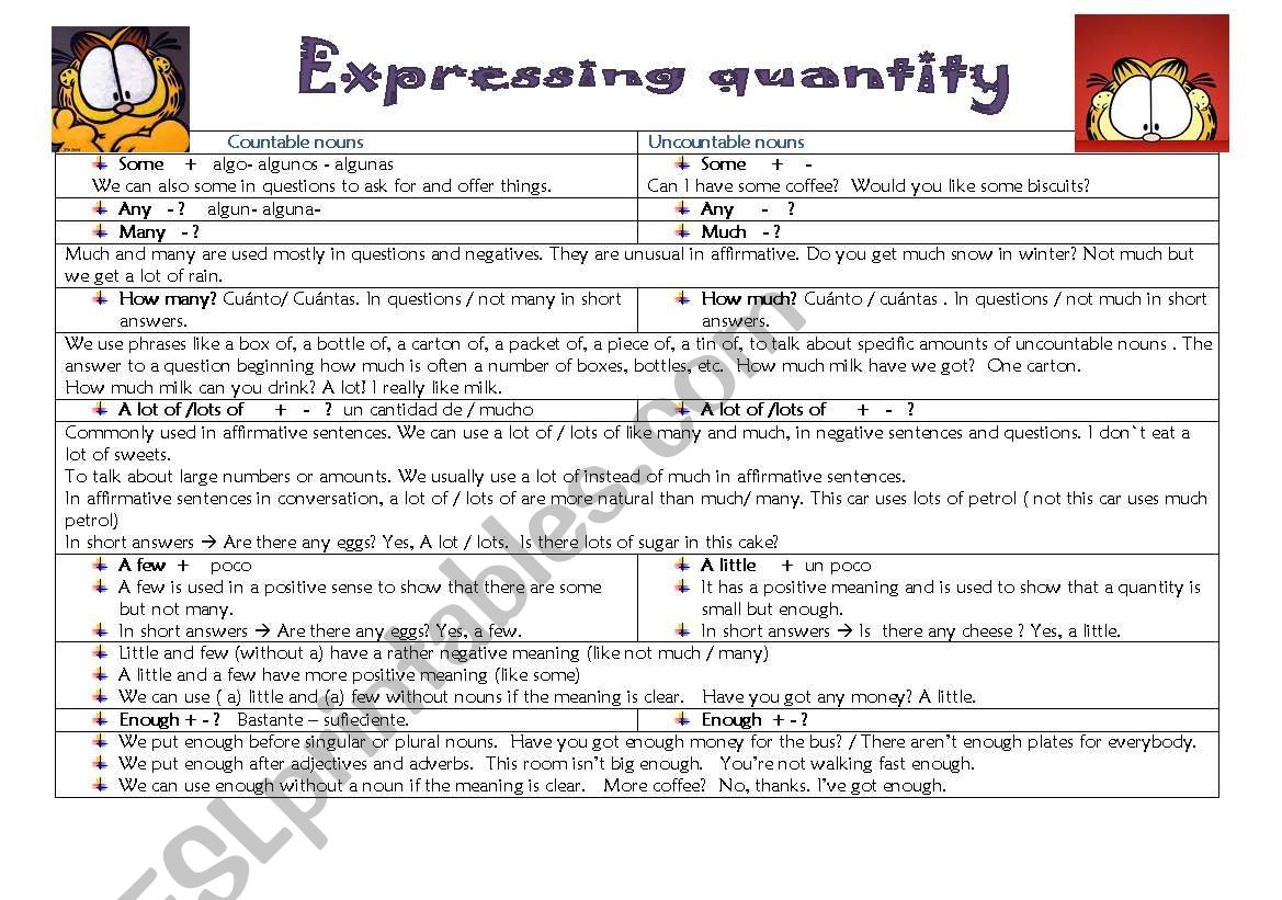 Expressing quantity worksheet