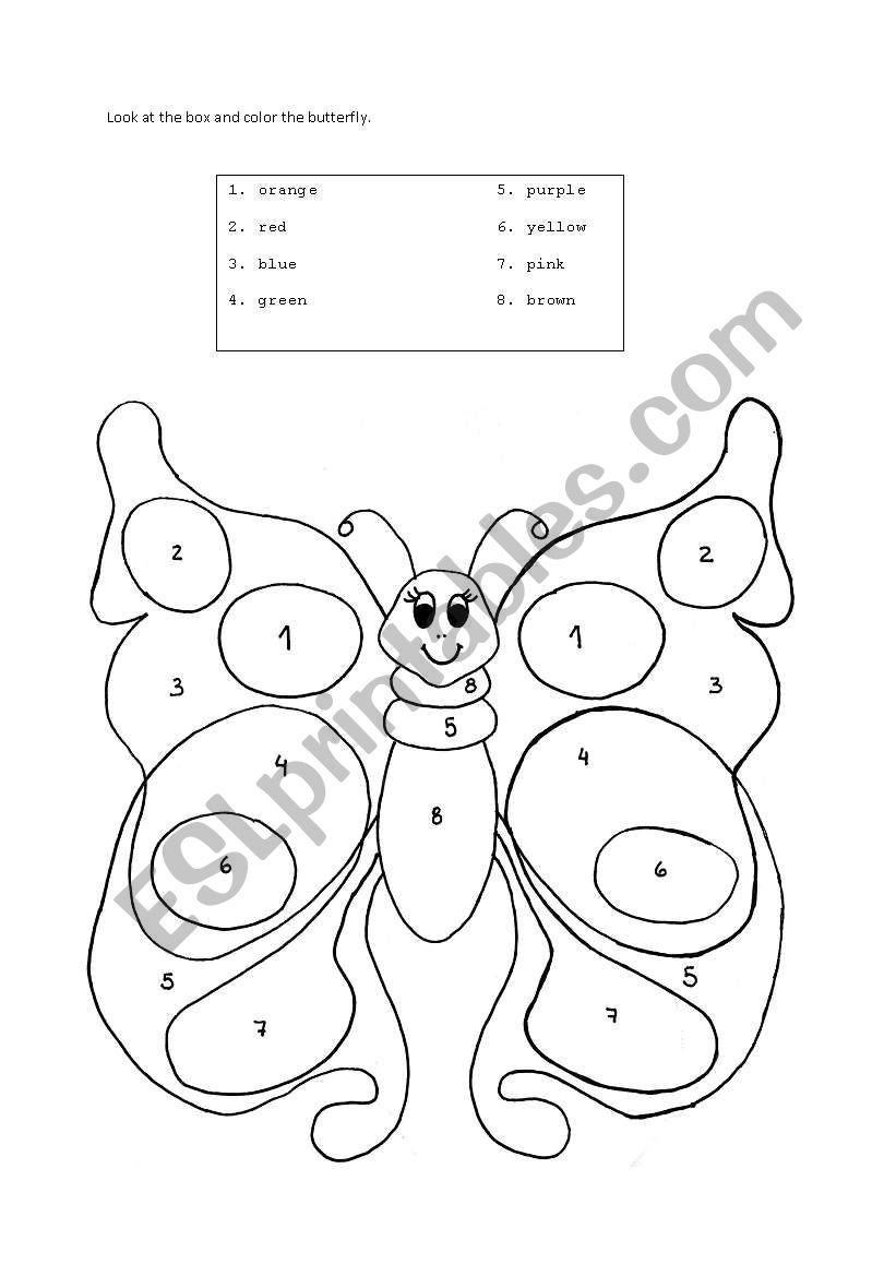 colors worksheet (butterfly) worksheet