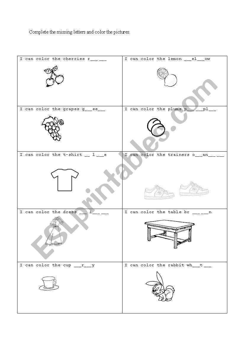 colors worksheet worksheet