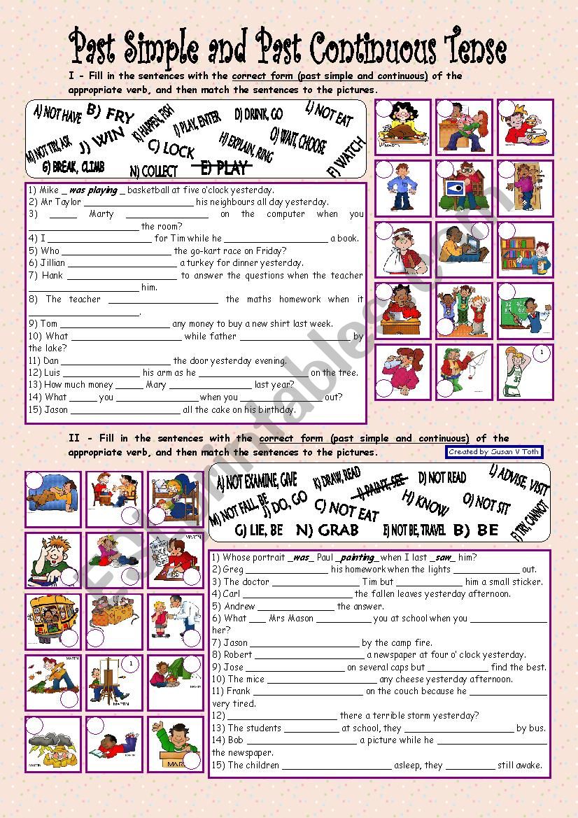 Past Simple and Past Continuous Tense --- with key --- fully editable