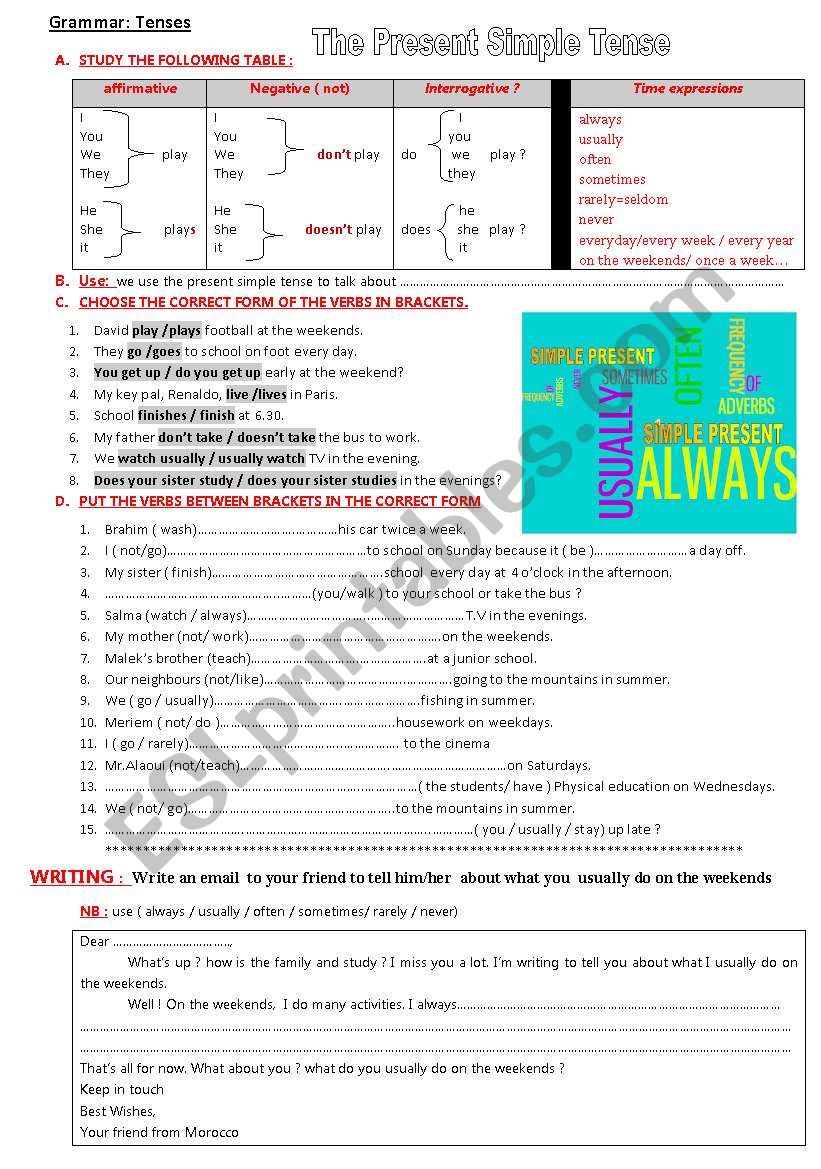 the present simple tense worksheet