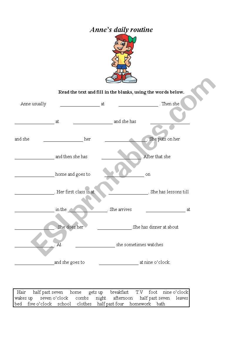 Daily Routine worksheet