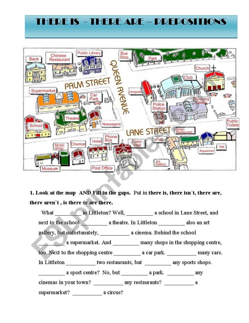 THERE IS/ARE AND PREPOSITIONS worksheet