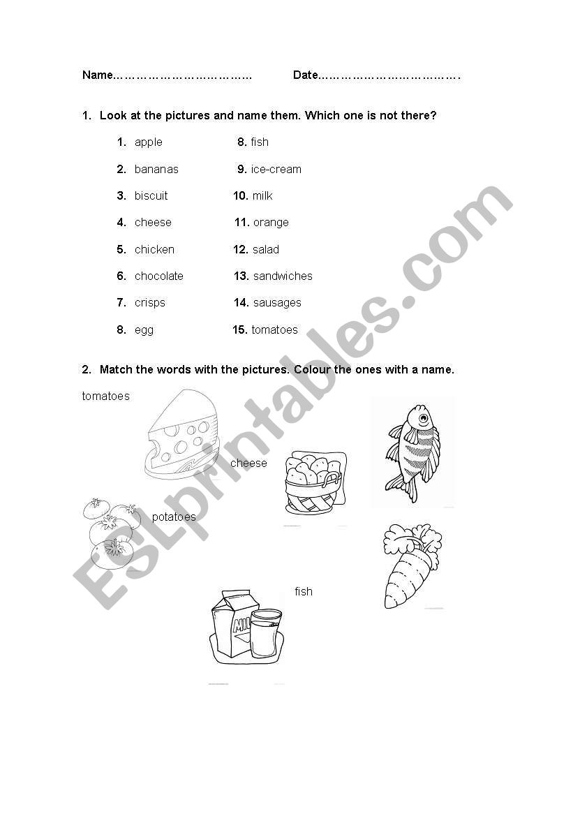 Food worksheet