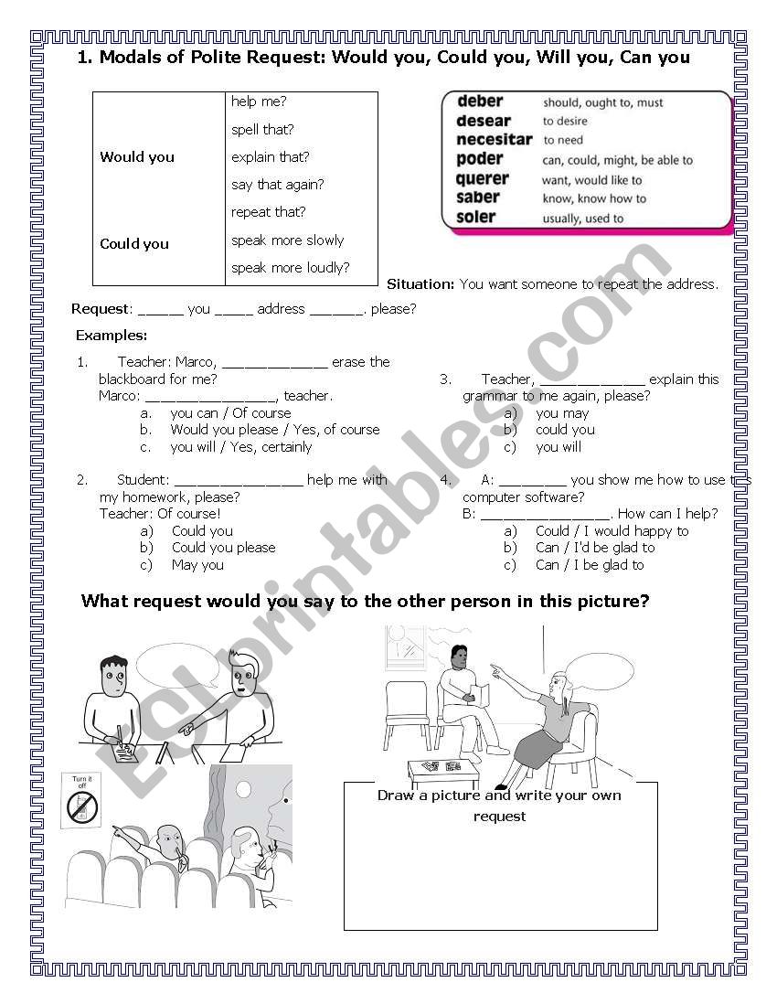 Modal of Polite requests worksheet